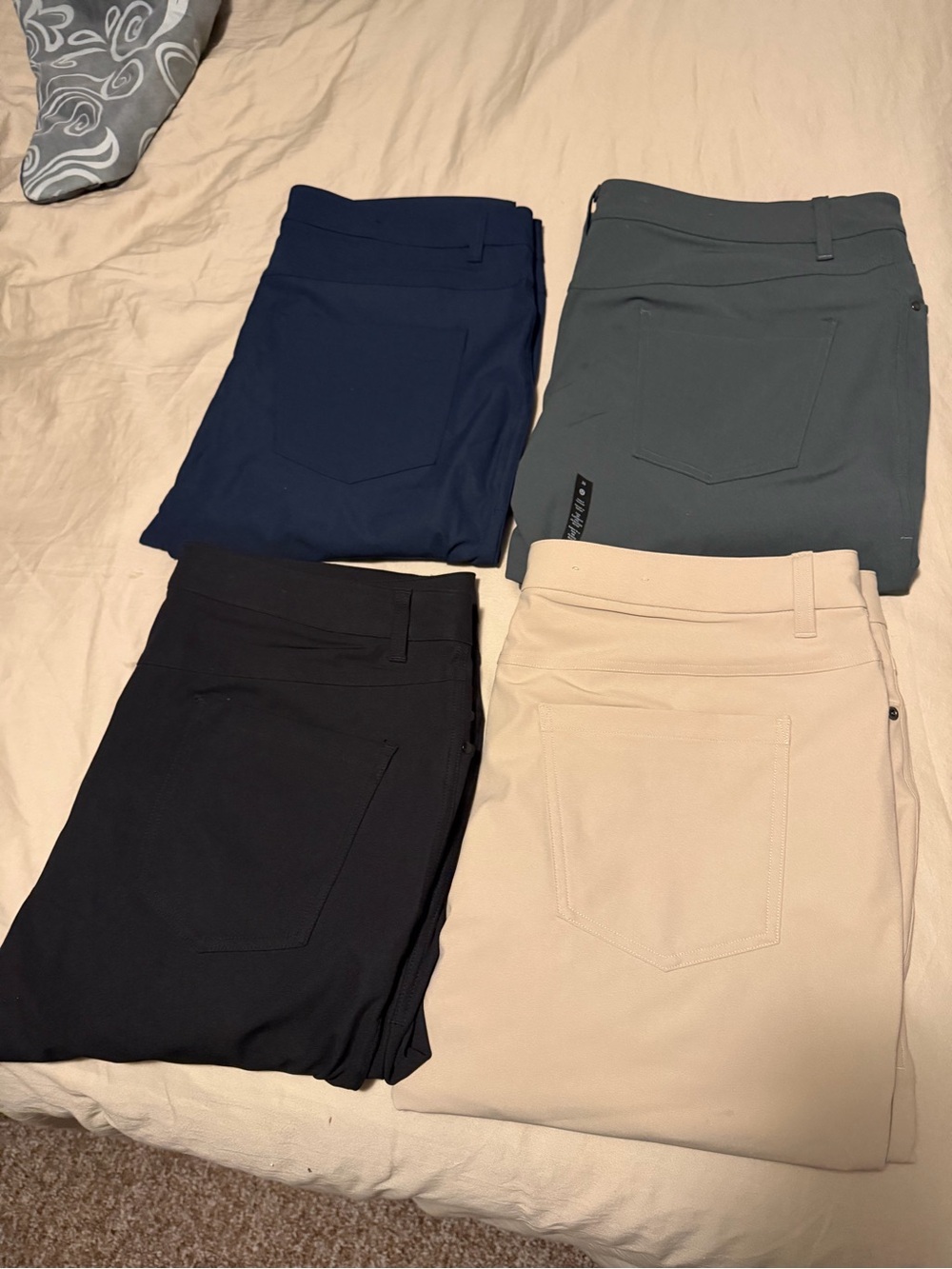 4 Pairs of Lululemon Men's ABC Pants – Size 36 – Black/Navy/Green/Khaki